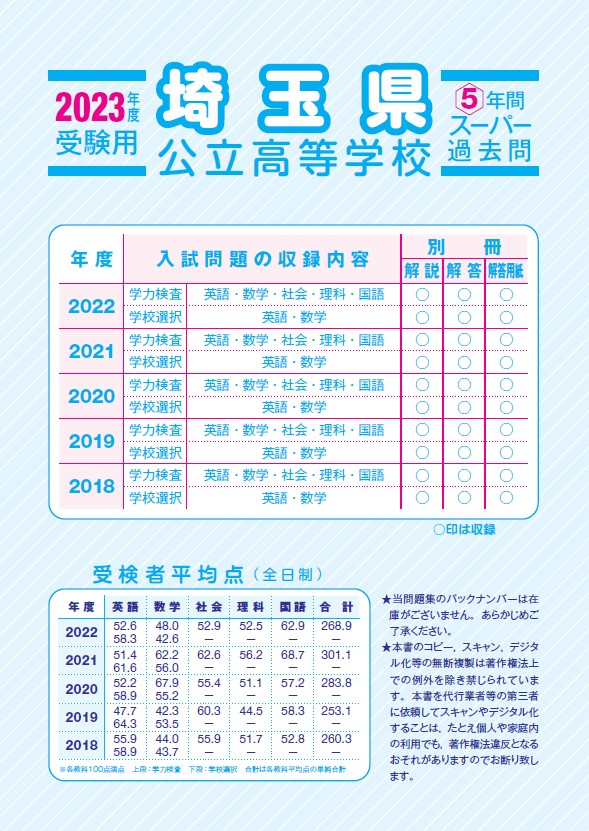 埼玉県公立高校（学力検査・学校選択）2023年度　スーパー過去問 商品画像2