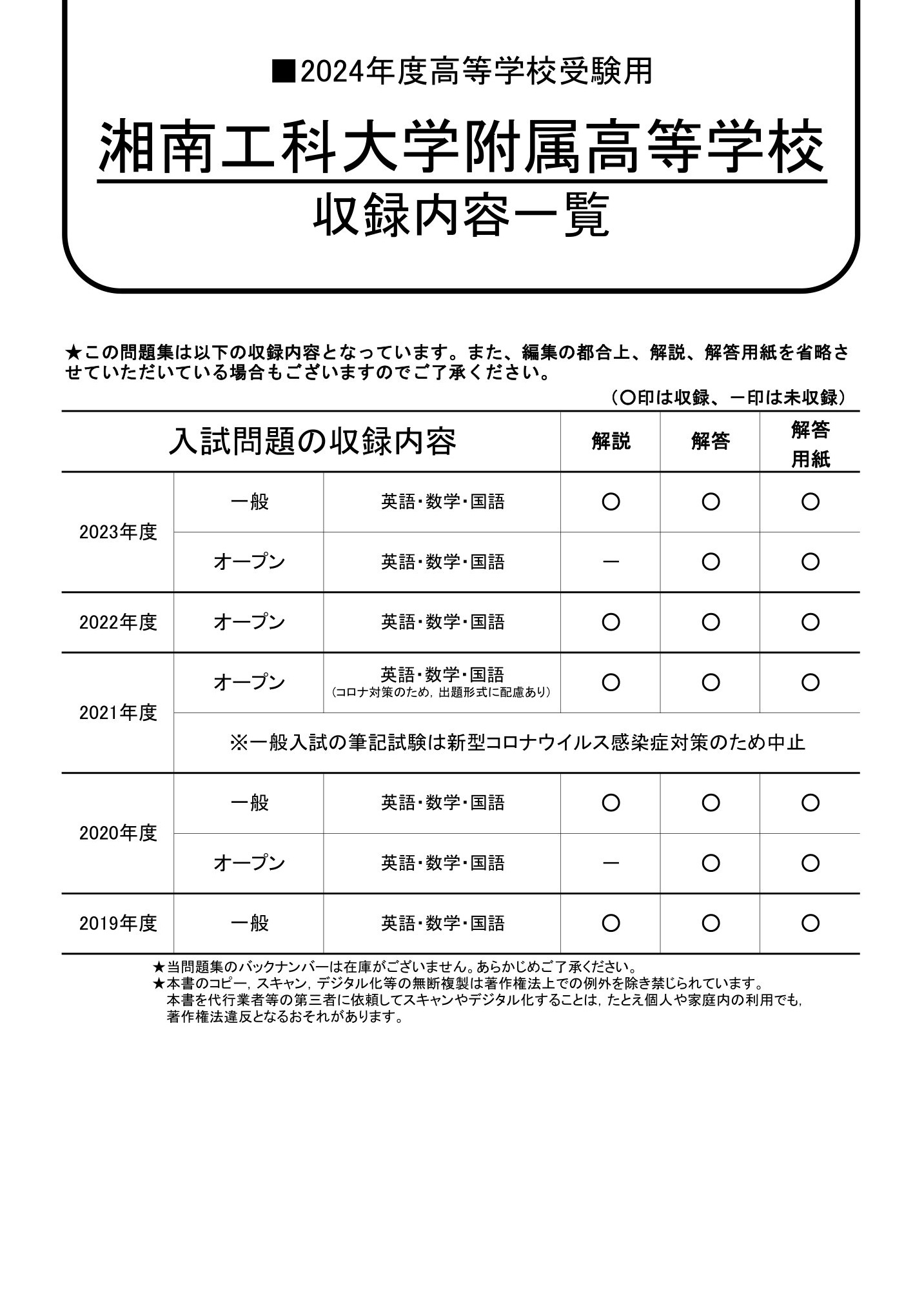 湘南工科大学附属高等学校　2024年度用 スーパー過去問 商品画像2