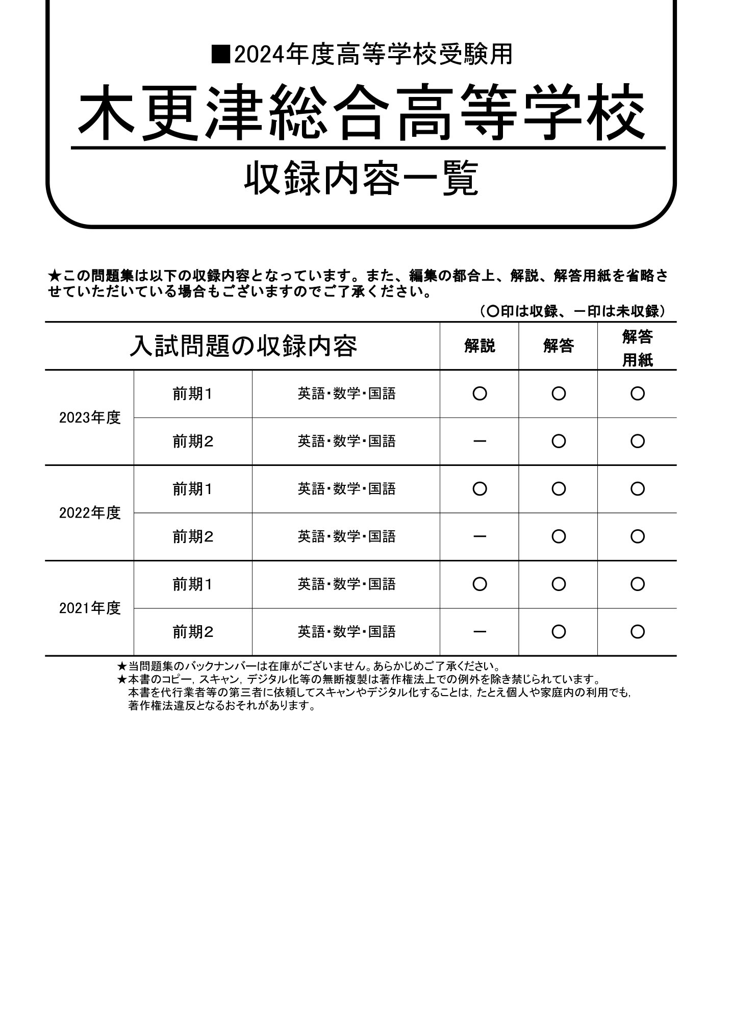 木更津総合高等学校　2024年度用 スーパー過去問 商品画像2
