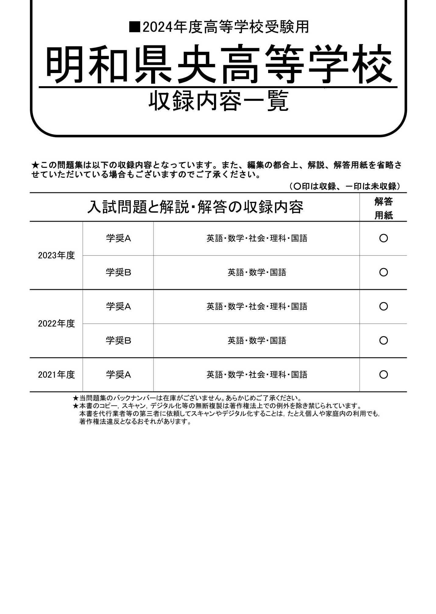 明和県央高等学校　2024年度用 スーパー過去問 商品画像2