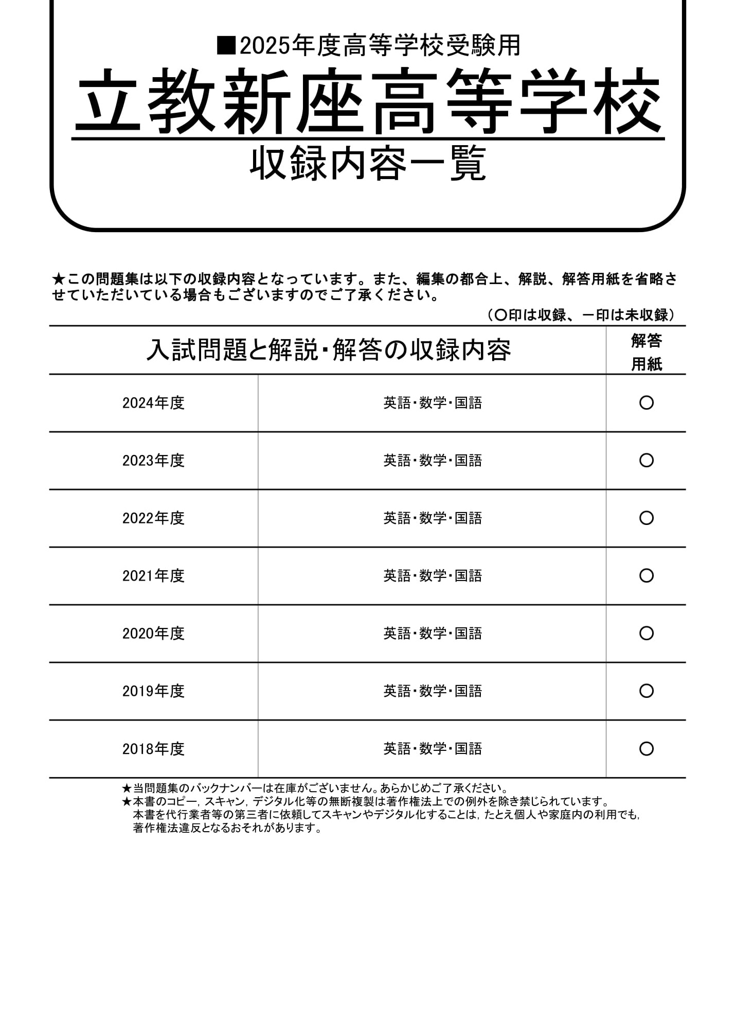 未使用 貰え 2021年度 立教新座中学校 中学過去問