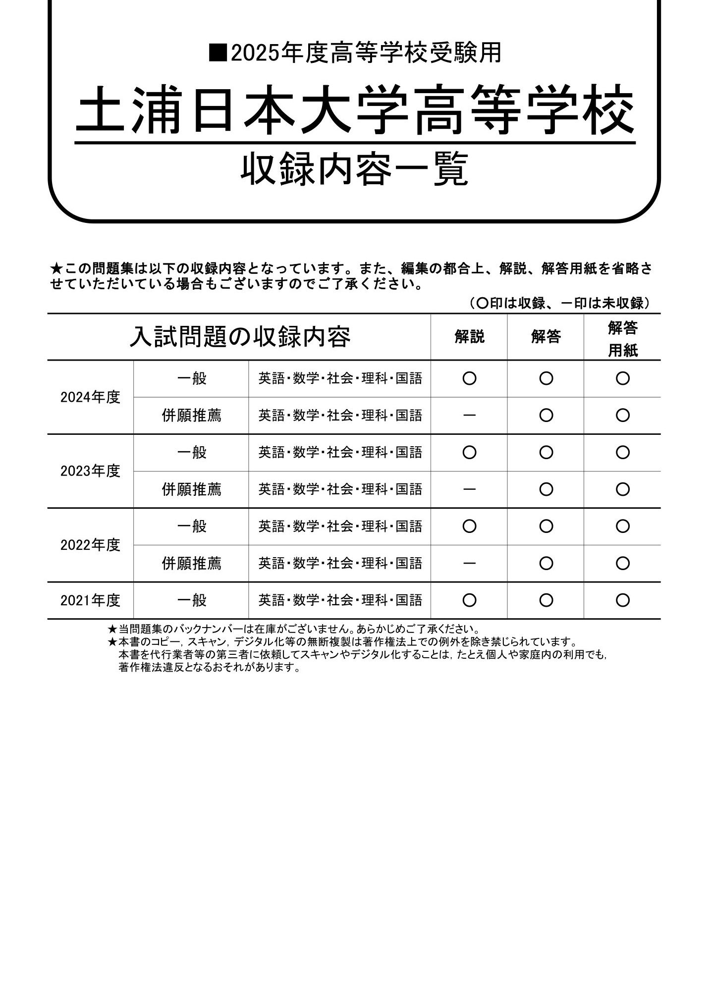 土浦日本大学高等学校　2025年度用 スーパー過去問 商品画像2