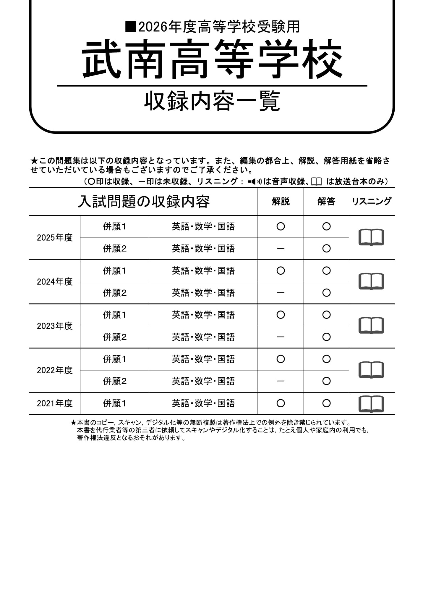 武南高等学校　2026年度用 スーパー過去問 商品画像2