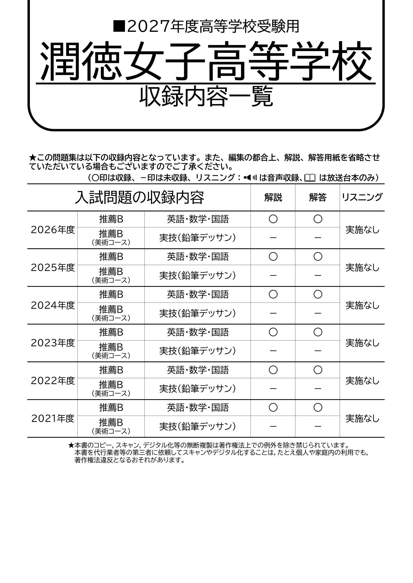 潤徳女子高等学校　2027年度用 スーパー過去問 商品画像2